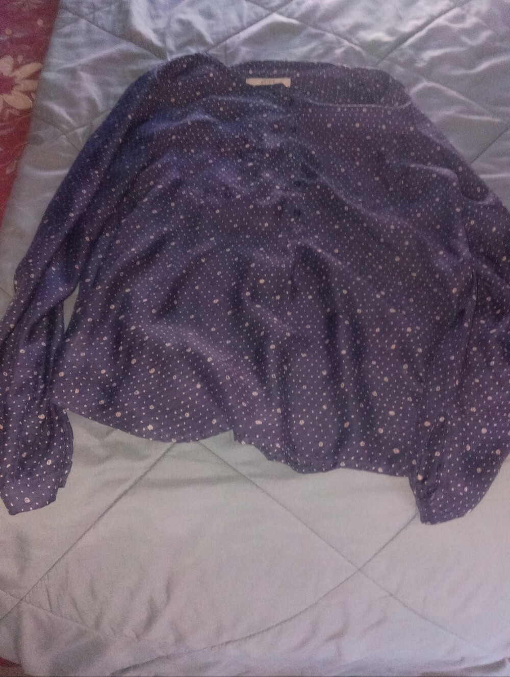 LOFT Purple Polka Dot Button-Front Sheer Blouse